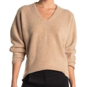 Catherine Malandrino Pullover Sweater Crew Neck Long Sleeve Beige Sz Large NEW